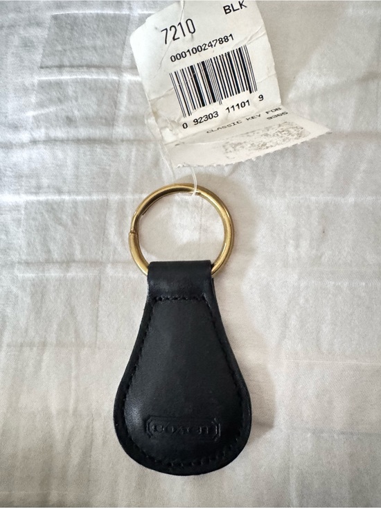 Coach Other - Coach Black Leather Key Ring with Gold-Tone Hoop